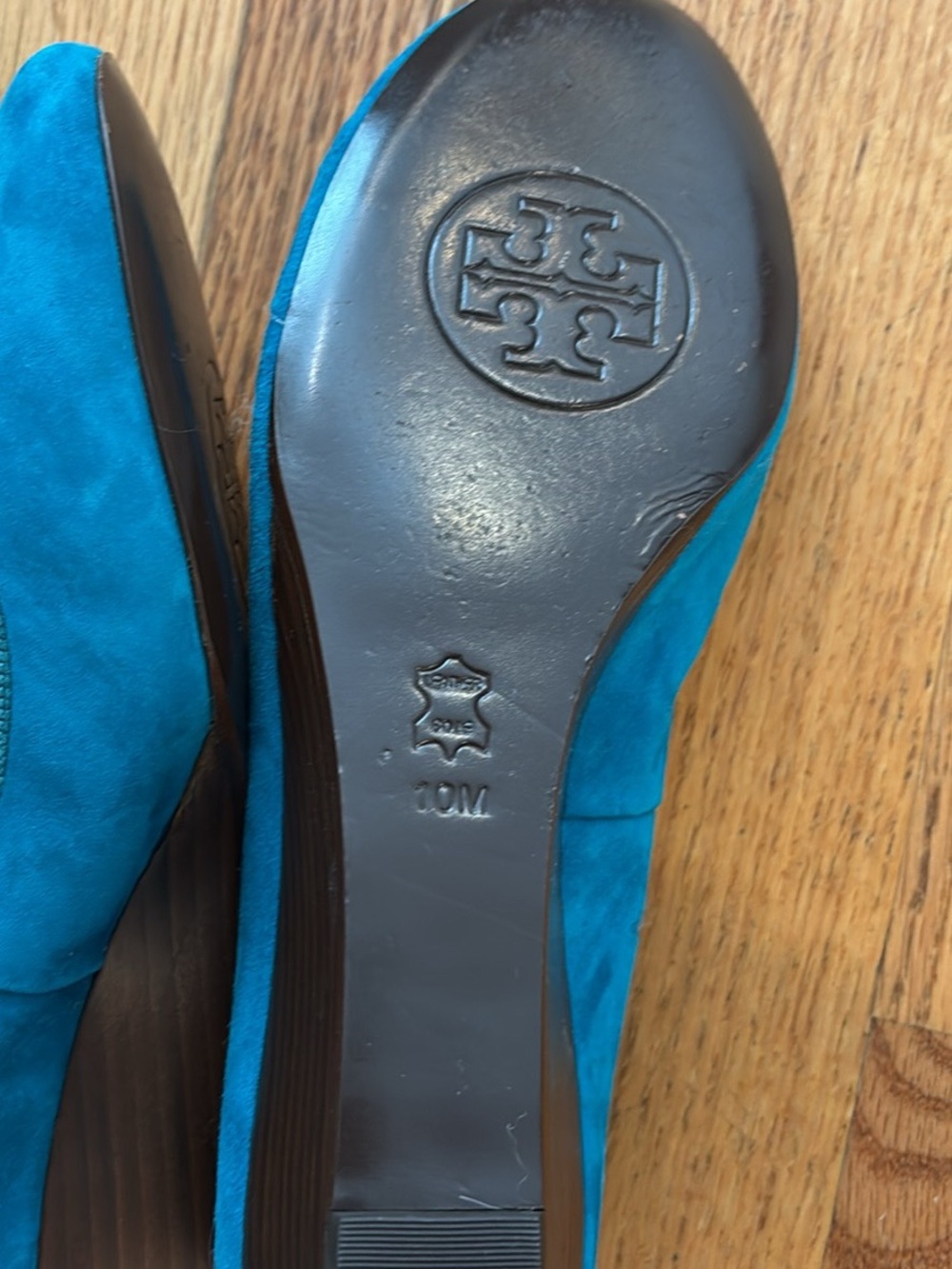 Women’s Tory Burch Teal Suede Wedge Ballet Pump - Picture 5 of 5